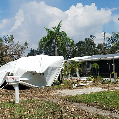 Wind damage from hurricane Irma.