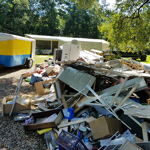 Debris after a home was gutted after flooding.